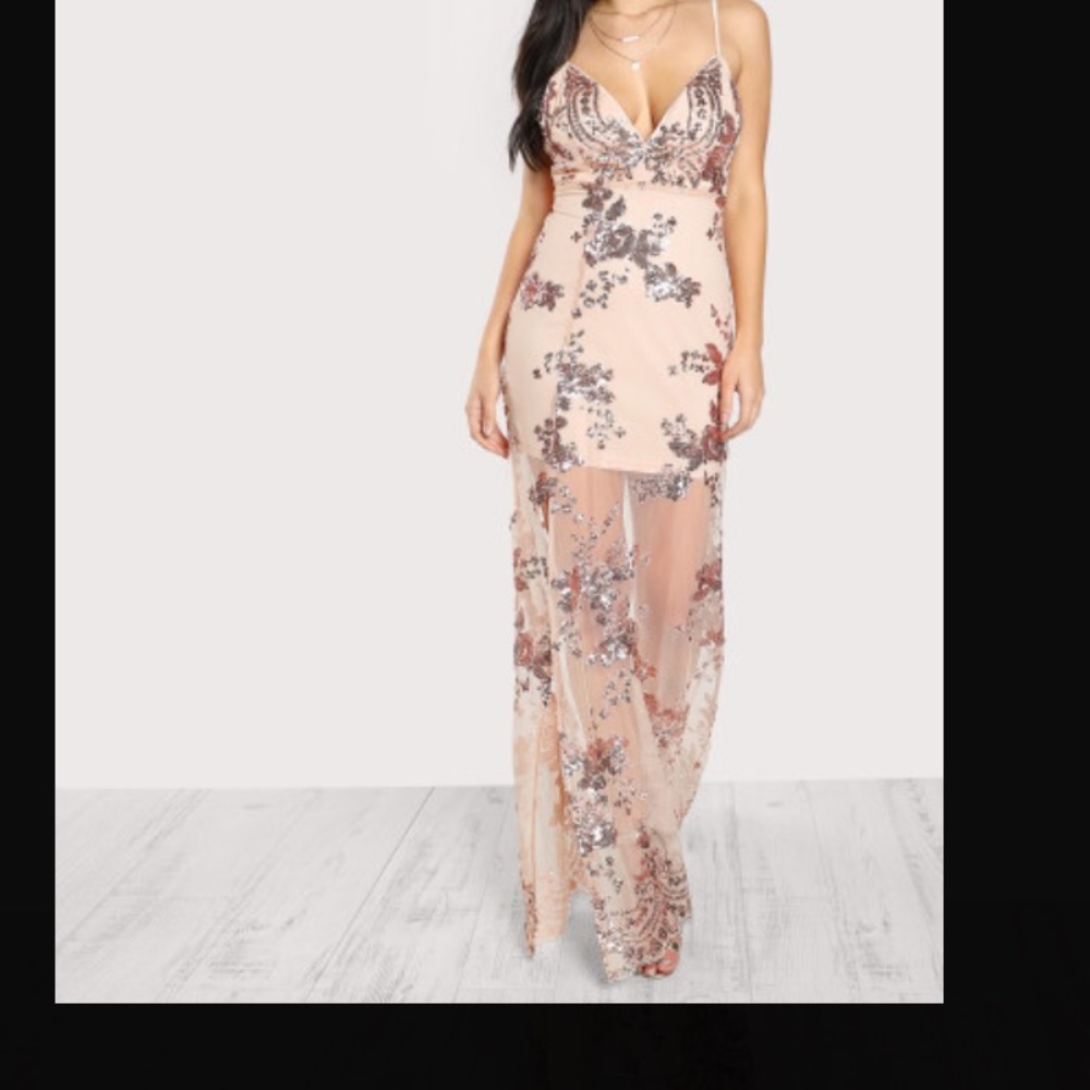 Rose gold long dress. Small. NWOT.